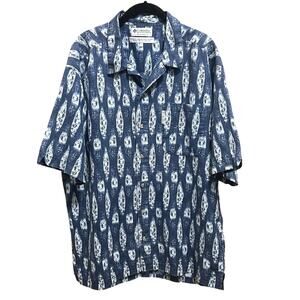 Coastal Vacation Columbia Dad Short Sleeve Button Up Resort Pocket Shirt Sz L